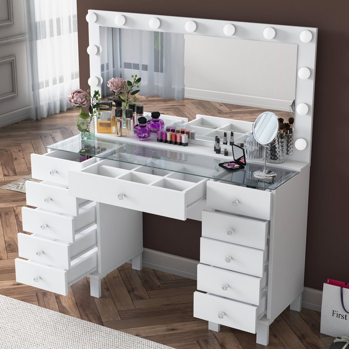 Hanah Home Mesa de Maquillaje BJ137 - 3847 Blanca con 13 Focos Hanah Home Mesa de Maquillaje BJ137 - 3847 Blanca con 13 Focos